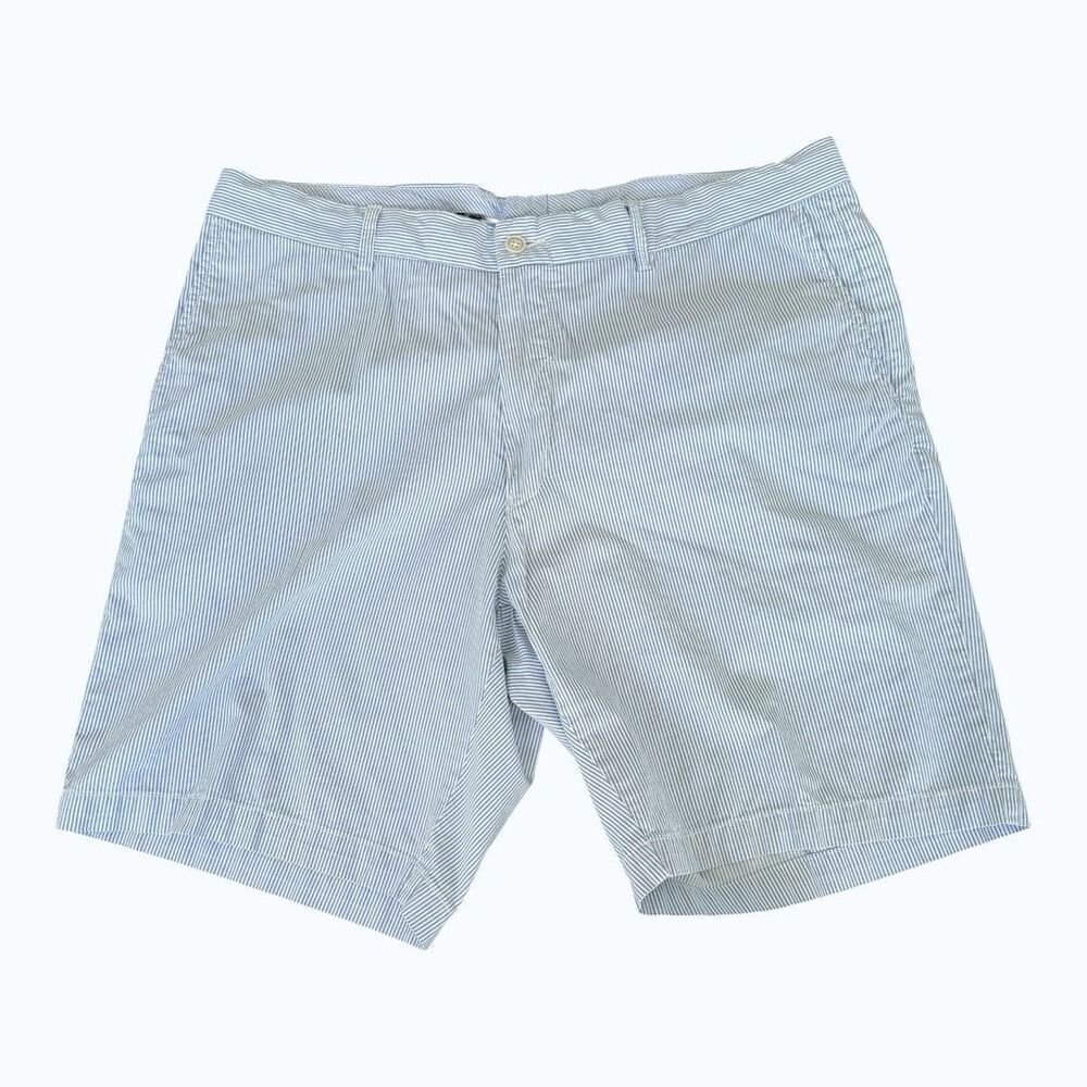 Peter Millar Men’s Seersucker Shorts Size 36 Blue White Stripe Cotton Chino Golf